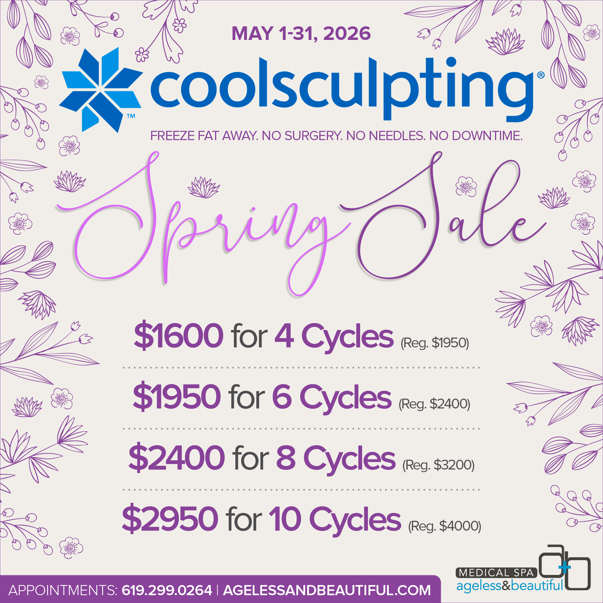 May CoolSculpting Specials - Ageless and Beautiful Med Spa - San Diego, CA